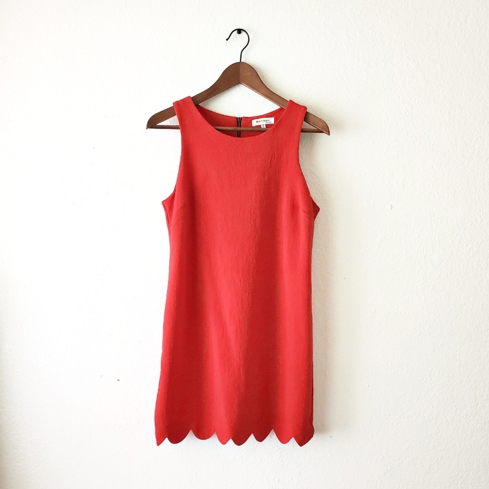 Monteau Red Scalloped Dress